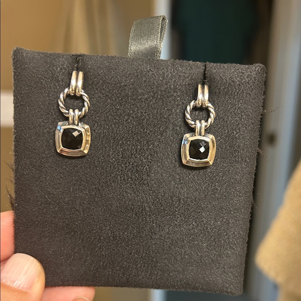 Authentic David Yurman silver and black onyx earrings.